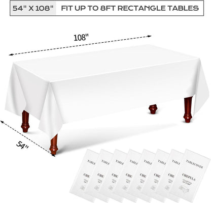 Einweg Tischdecke Weiß 8 Stück 137x274cm Wasserdicht Geburtstag Party