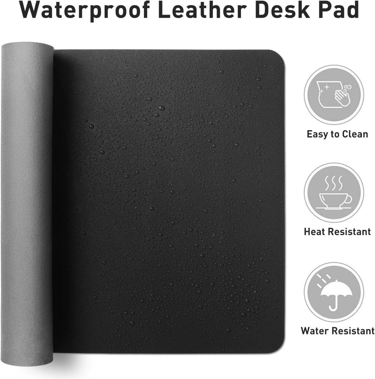 Schreibtischunterlage PU-Leder Mauspad 122x43cm wasserfest Schwarz