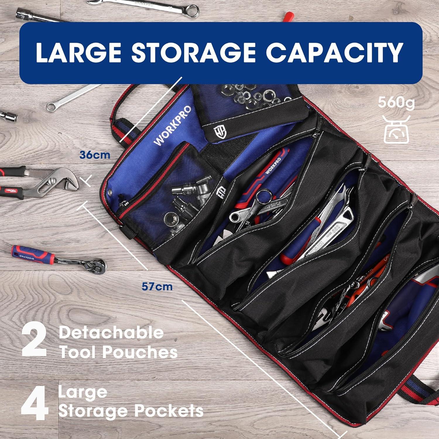 WORKPRO Profi Werkzeugrolltasche 57*36CM aus 720D Polyester