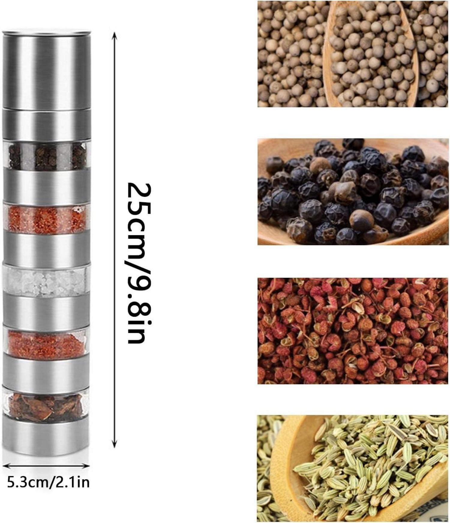 Mini Gewürzstreuer Set 5-in-1 mit Deckel - Camping Edelstahl