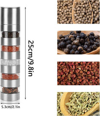 Mini Gewürzstreuer Set 5-in-1 mit Deckel - Camping Edelstahl