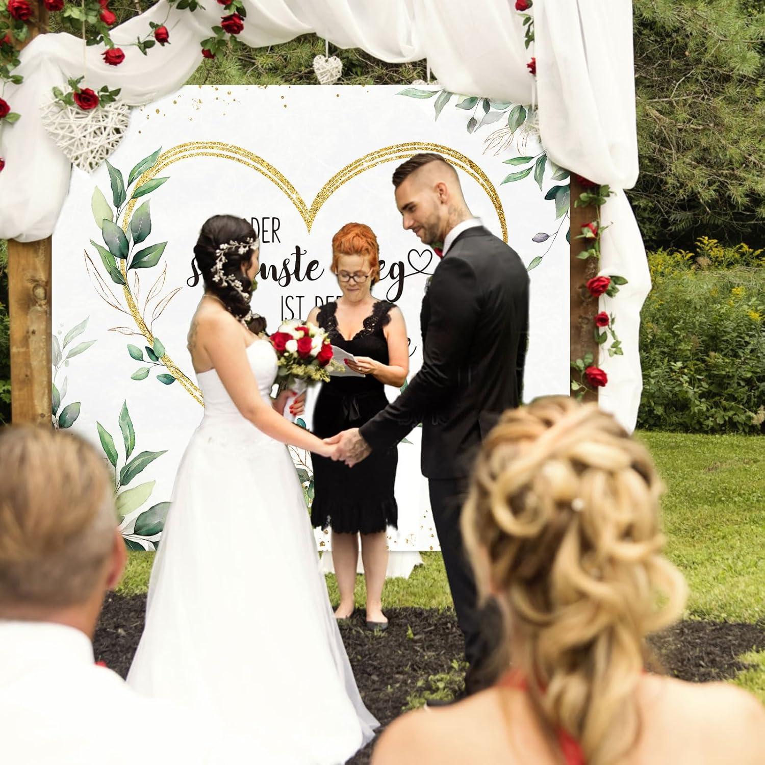 Hochzeitslaken Grün 200x180cm mit 2 Scheren für Hochzeitsspiele