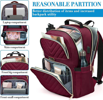 Rucksack Damen 15.6 Zoll USB Ladeanschluss Laptop Daypack