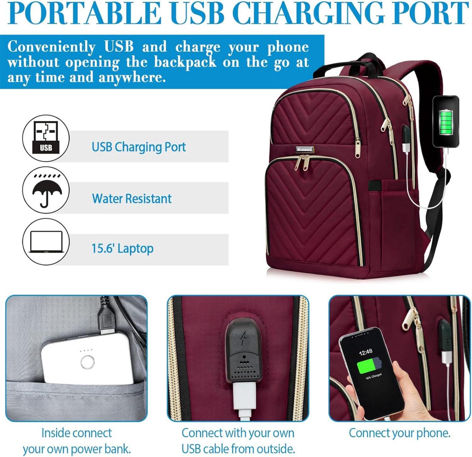 Modischer 15.6 Zoll Laptop-Rucksack USB Rot 30L