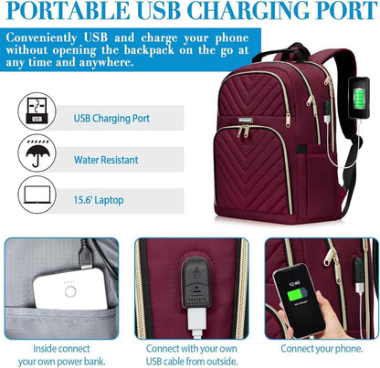 Modischer 15.6 Zoll Laptop-Rucksack USB Rot 30L