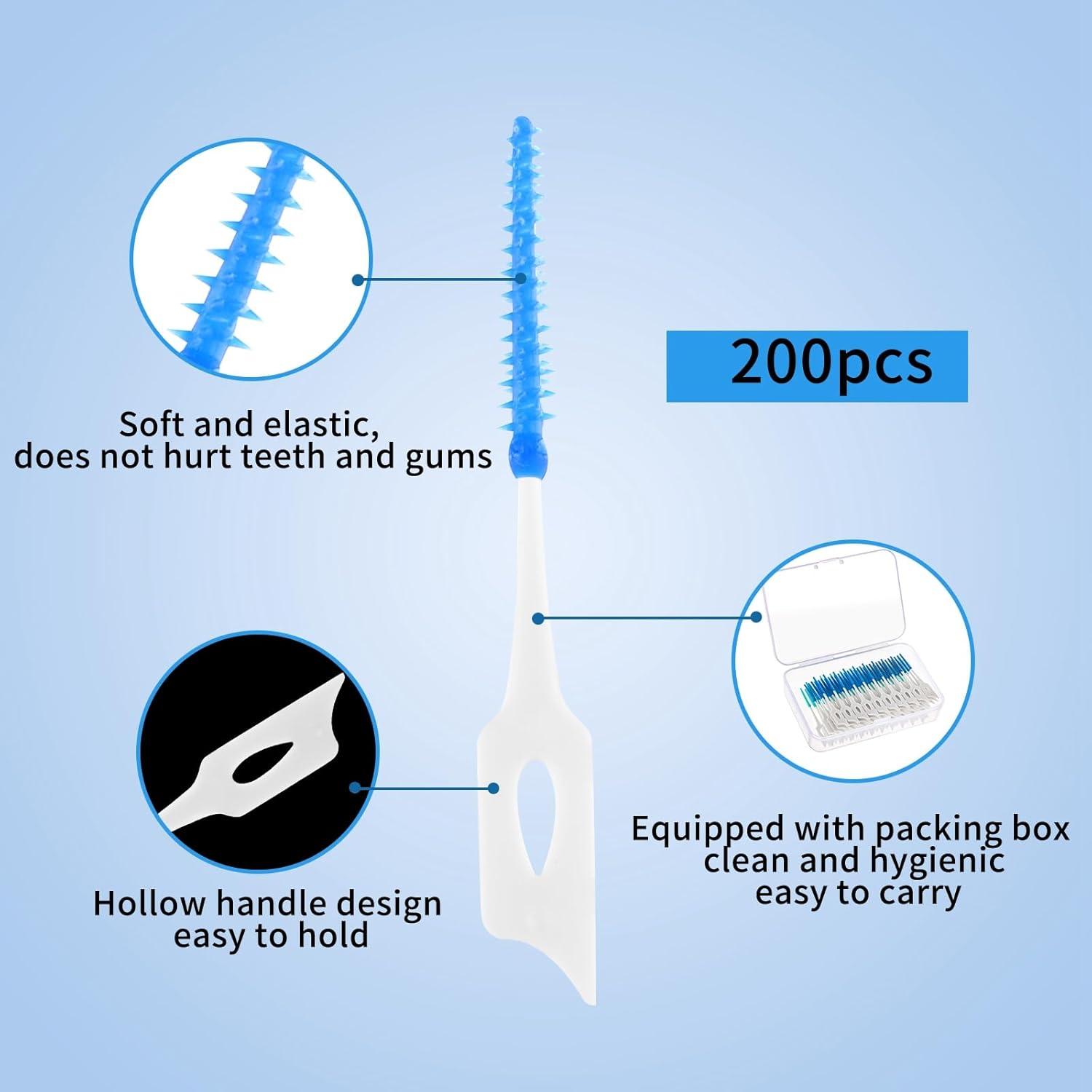 200 Stück Interdentalbürsten Silikon Zahnzwischenraumbürsten