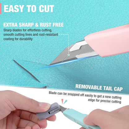 WORKPRO 3-teiliges Cuttermesser Set mit 10 Abbrechklingen, schwarz-blau-rot
