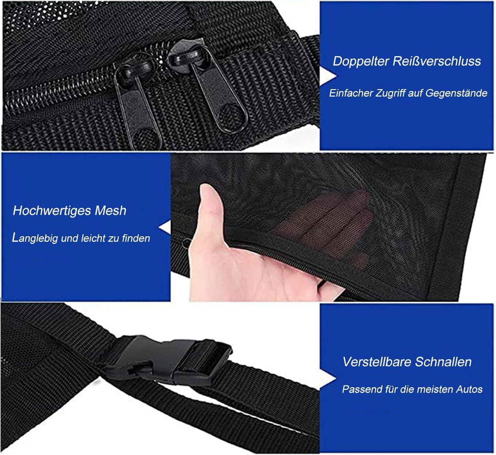 ViWaVee Gepäcknetz Auto doppellagige Aufbewahrung für Decken 90 x 65 cm