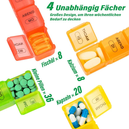 Tablettenbox 7 Tage Medikamentenbox 4 Fächer