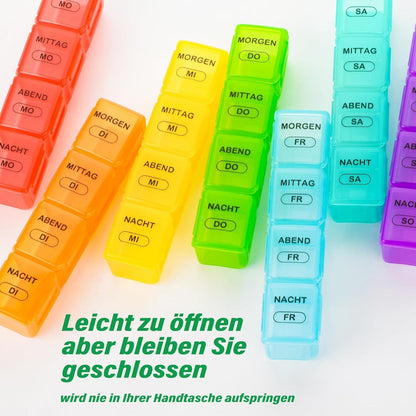 Tablettenbox 7 Tage große Fächer Organizer Schwarz