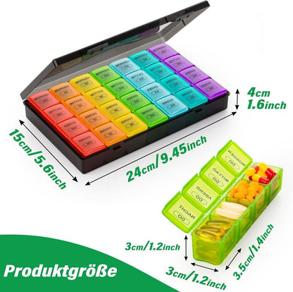 Tablettenbox 7 Tage Große Fächer Schwarz Organizer Ginungagap