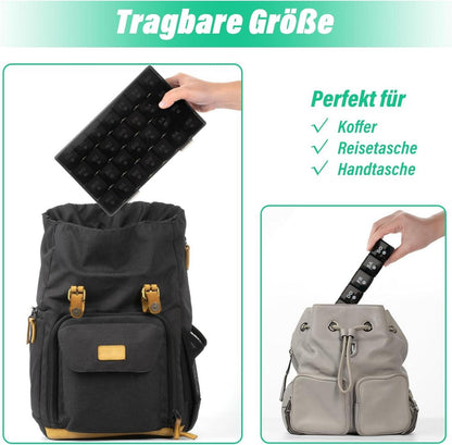 Pillendose Tablettenbox 28 Tage Medikamentenbox Monat Organizer Schwarz