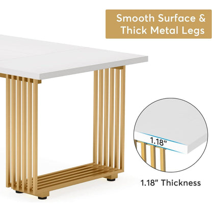 Esstisch weiß & gold 180x80 cm – Moderner Dining Table für 6-8 Personen