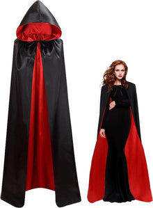 Halloween Vampir Umhang Satin Kapuze Doppelseitig 150CM/170CM