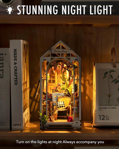 Rolife DIY Miniatur Buchstützen - 3D Puzzle Gartenhaus Kit