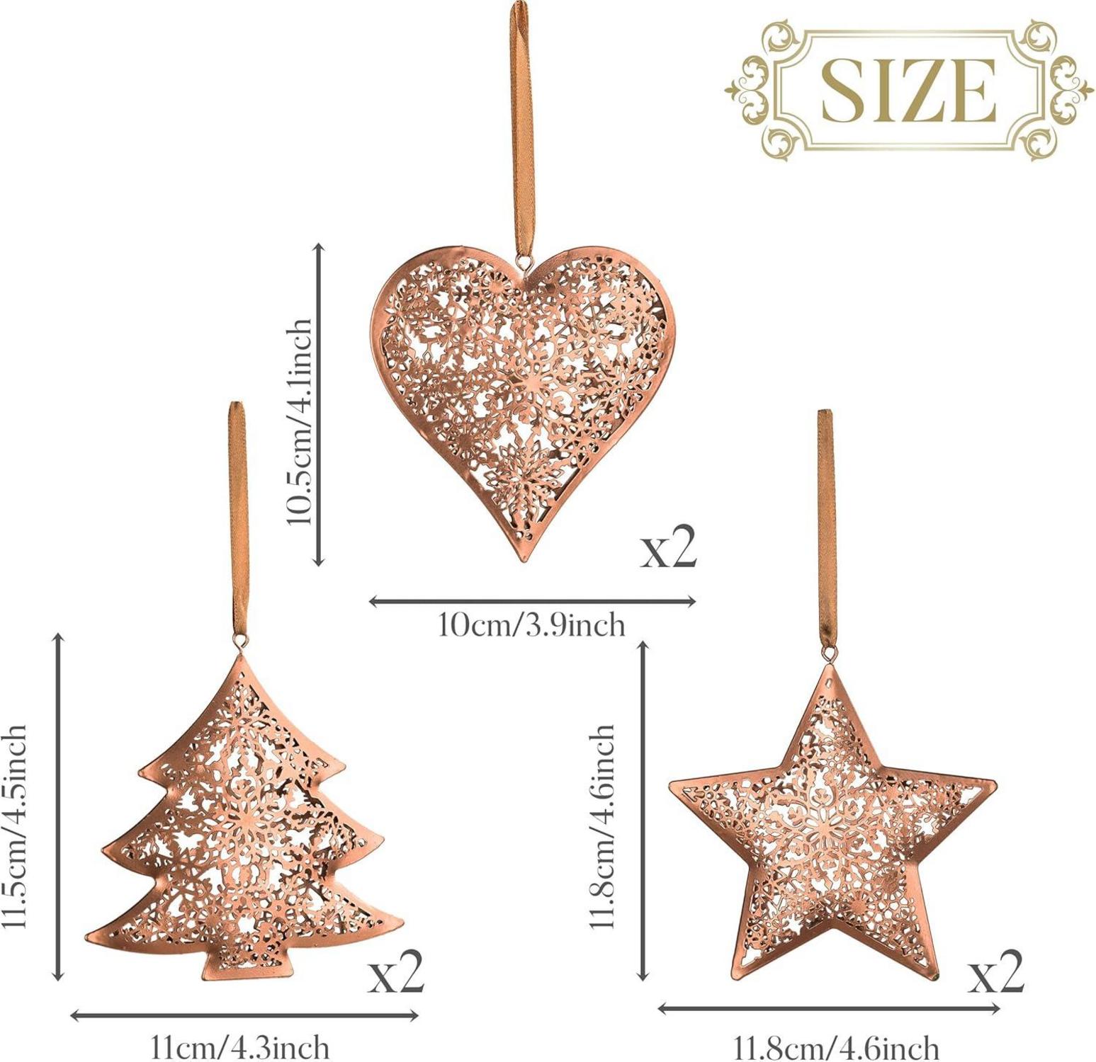 Valery Madelyn 6er Set Bronze Weihnachtsbaumanhänger 11cm Metalldekoration