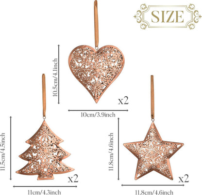 Valery Madelyn 6er Set Bronze Weihnachtsbaumanhänger 11cm Metalldekoration