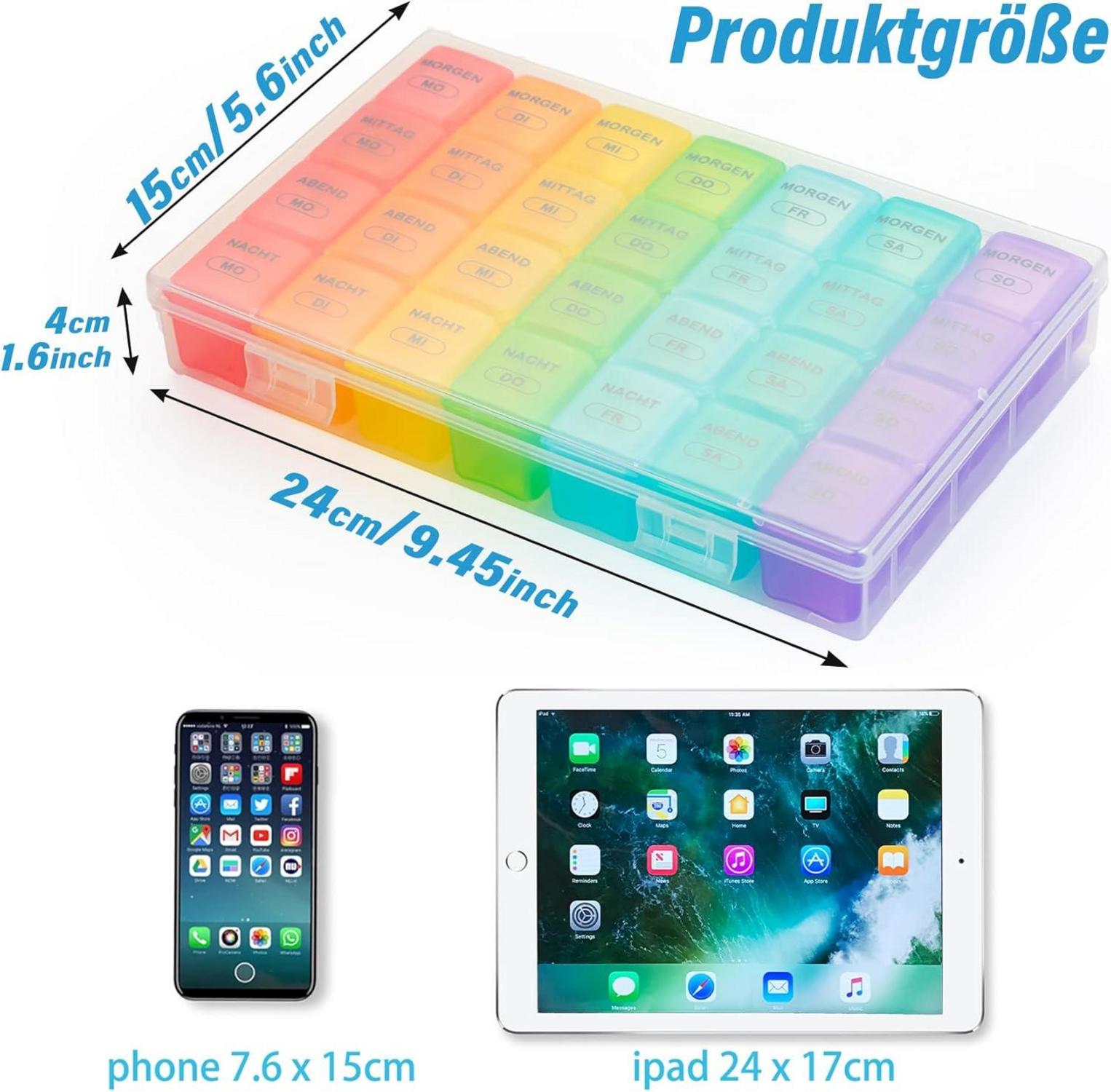 Tablettenbox 7 Tage Medikamentenbox Organizer 28 Extra Großen Fächern