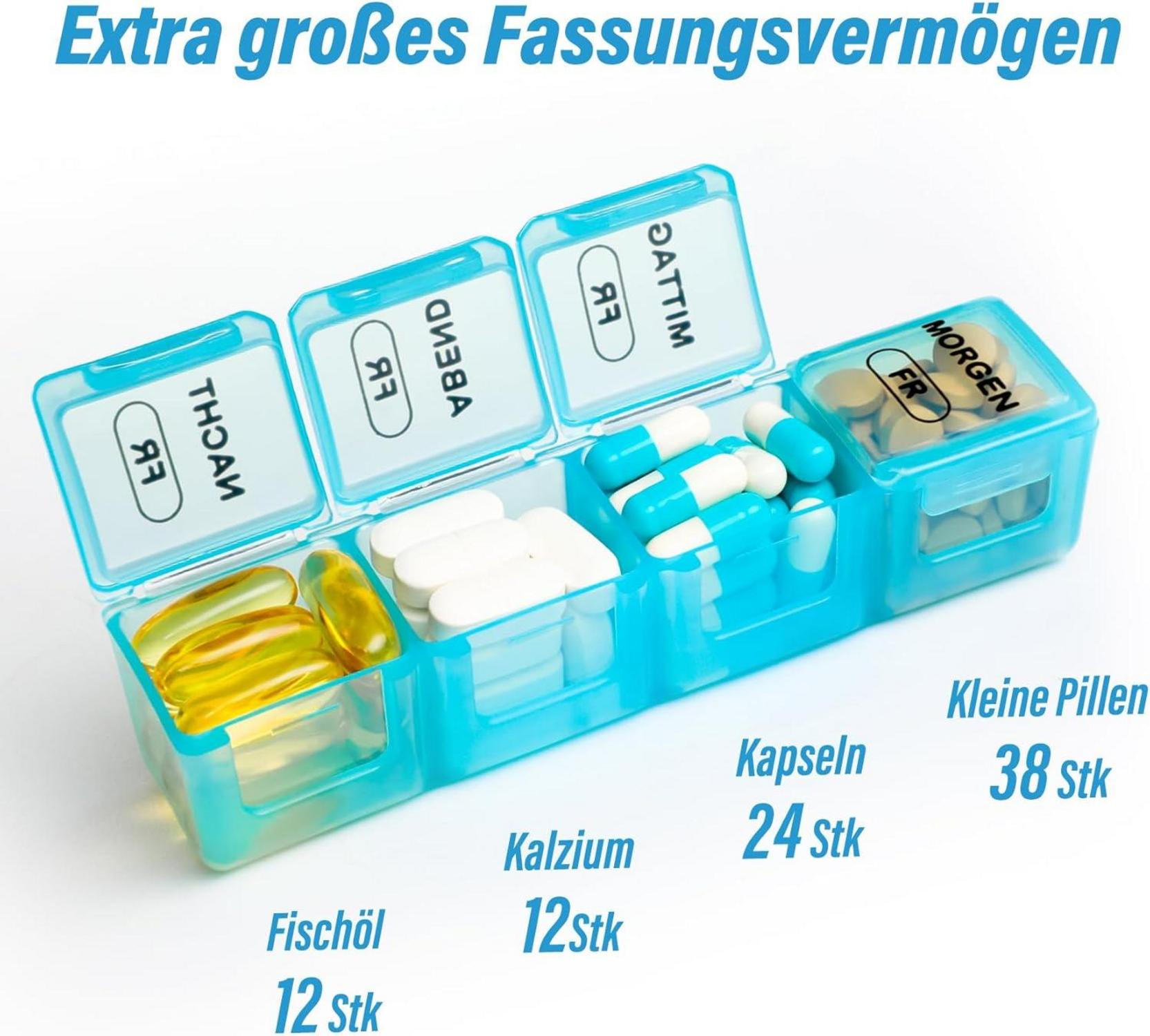 Tablettenbox 7 Tage Große Fächer Medikamentenbox Organizer extra