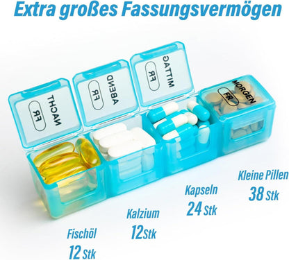 Tablettenbox 7 Tage Große Fächer Medikamentenbox Organizer extra