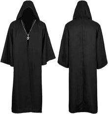 Schwarzer Kapuzenumhang mit Totenkopf-Halskette für Halloween