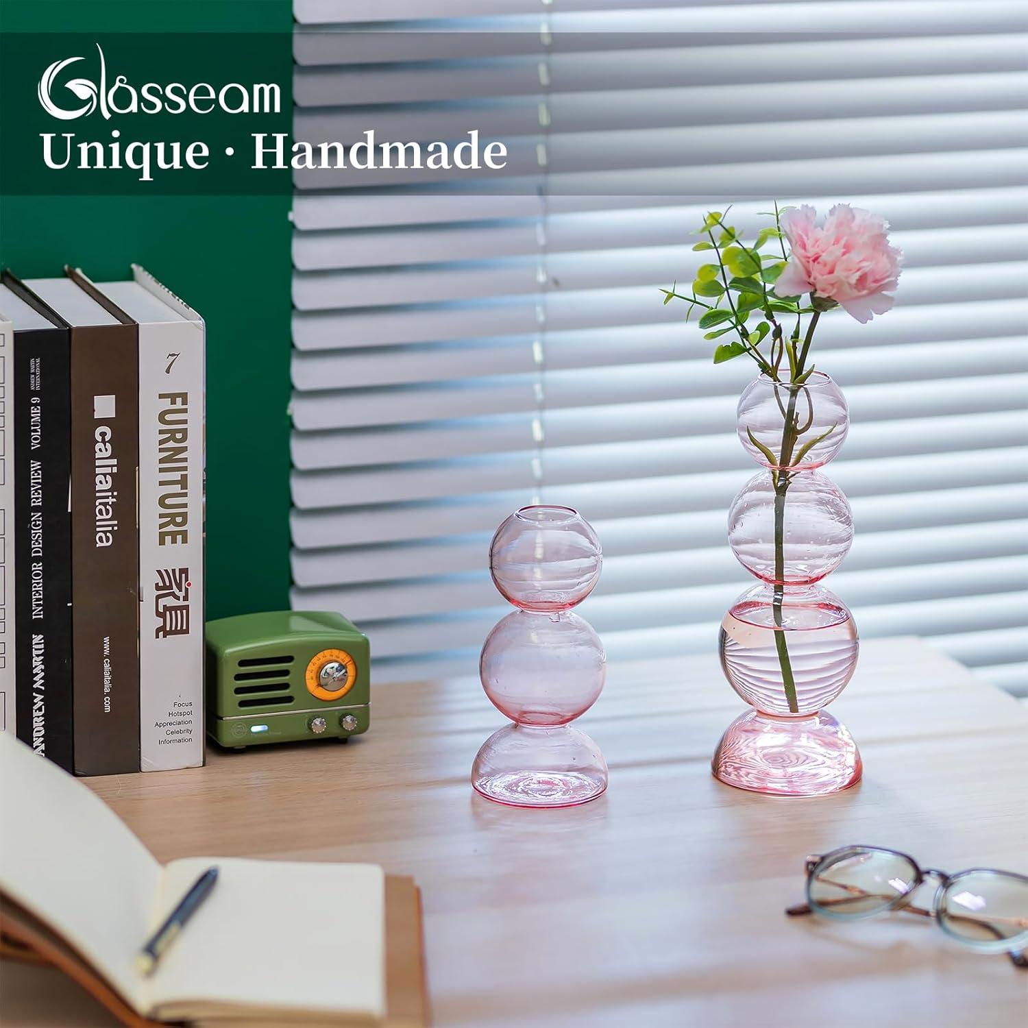 Kleine Vase Glas Blumenvase Bubble Vasen Rosa Glasseam Rund