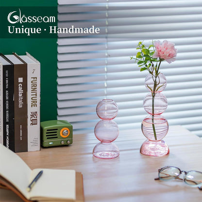 Kleine Vase Glas Blumenvase Bubble Vasen Rosa Glasseam Rund
