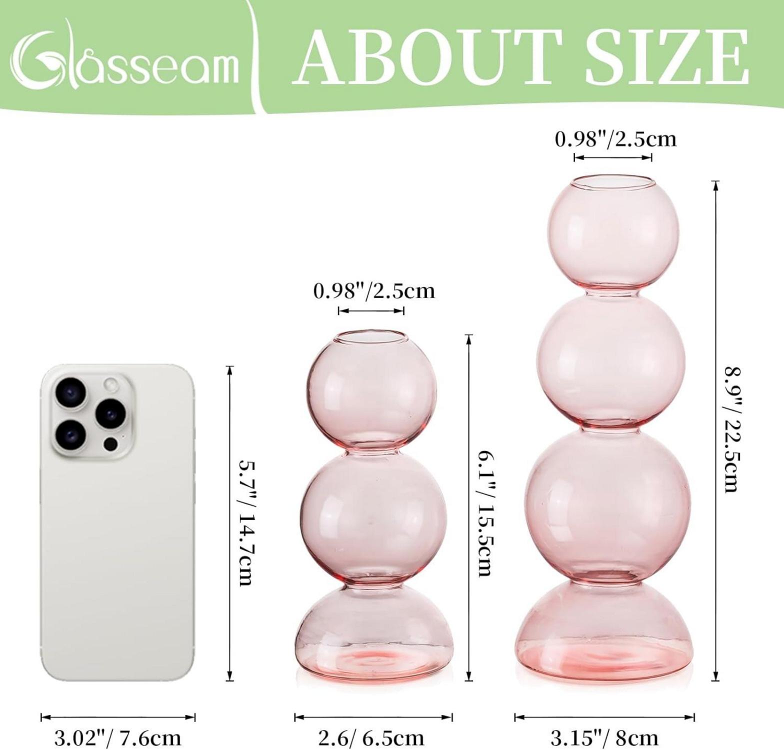 Kreative Glasseam Bubble Vase Rosa Glasvasen Klein Rose Deko