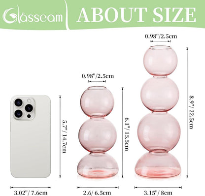 Kreative Glasseam Bubble Vase Rosa Glasvasen Klein Rose Deko