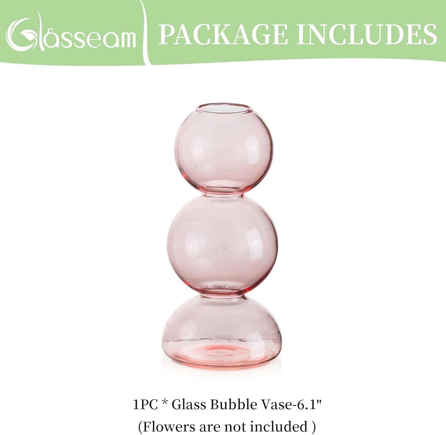 Moderne Blumenvase Glas, Rosa Aesthetic Bubble Deko, 3er Set