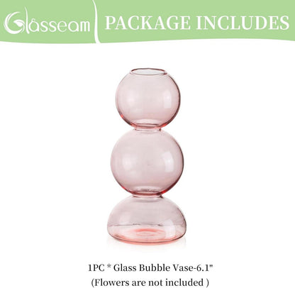 Moderne Blumenvase Glas, Rosa Aesthetic Bubble Deko, 3er Set