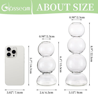 Moderne Bubble Glasvase Set 2 Klar Blumenvasen Deko Aesthetic