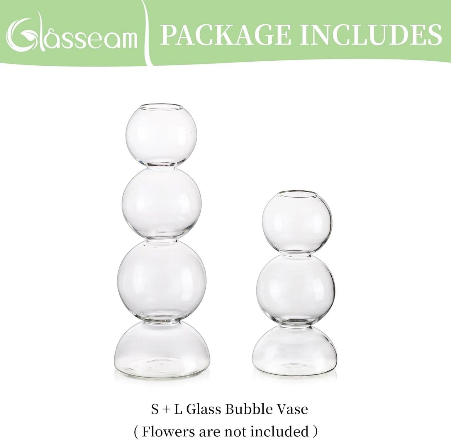 Moderne Bubble Blumenvase Glas Set 3 + 4 Bälle Klar