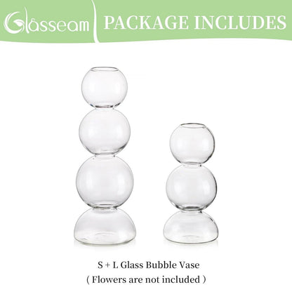 Moderne Bubble Blumenvase Glas Set 3 + 4 Bälle Klar