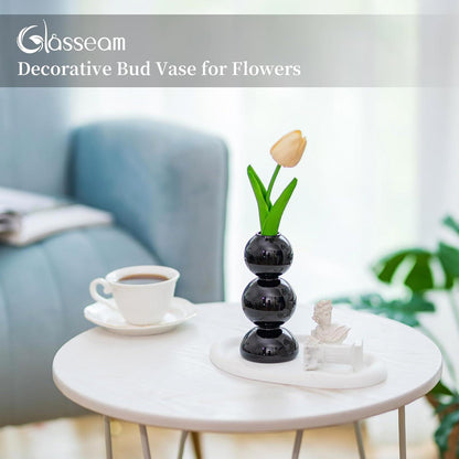 Moderne Schwarze Blumenvase Bubble Design Glasseam Klein