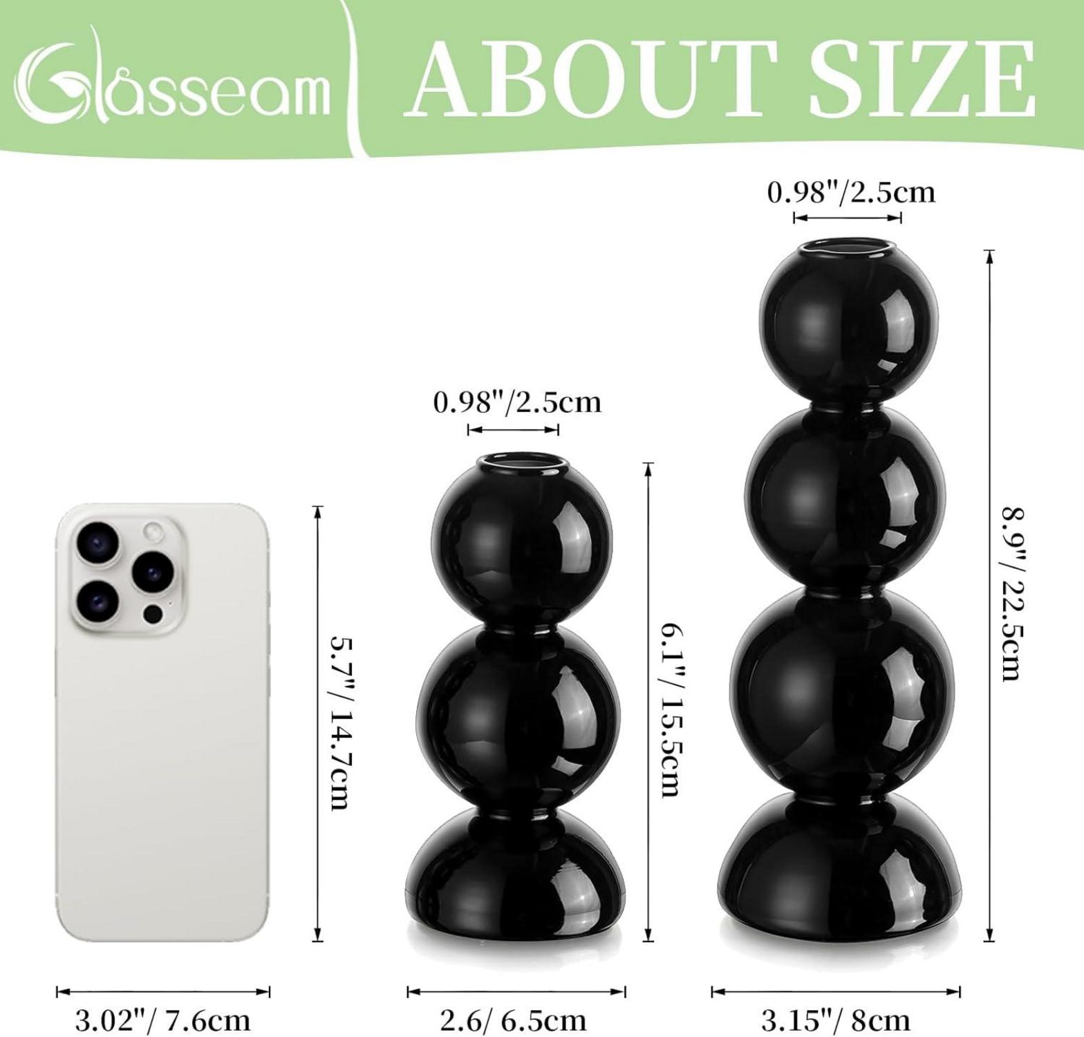 Moderne Bubble Blumenvase Klein Schwarze Glasvase für Pampasgras & Deko