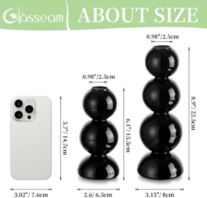 Moderne Bubble Blumenvase Klein Schwarze Glasvase für Pampasgras & Deko