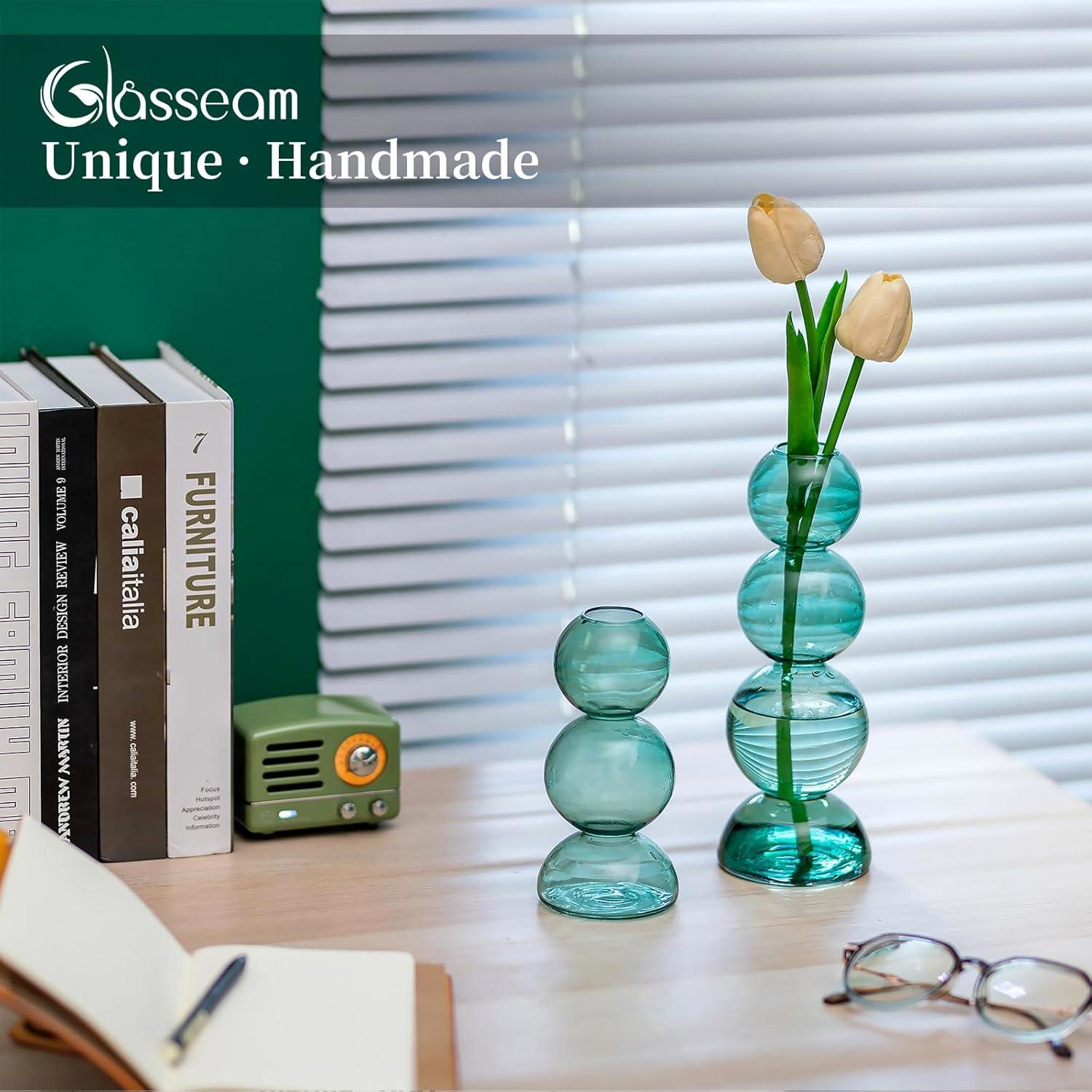 Glasseam Bubble Vase Set 2 Moderne Glasvasen für Tischdeko