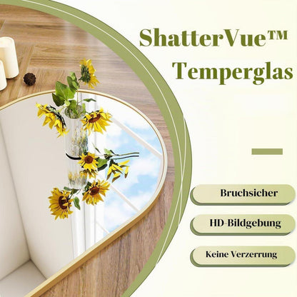 Bogen-Badezimmerspiegel Gold 81x86 cm | Wandspiegel mit Metallrahmen