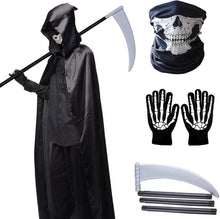 Sensenmann Kostüm Set Halloween Umhang Sense Maske Handschuhe