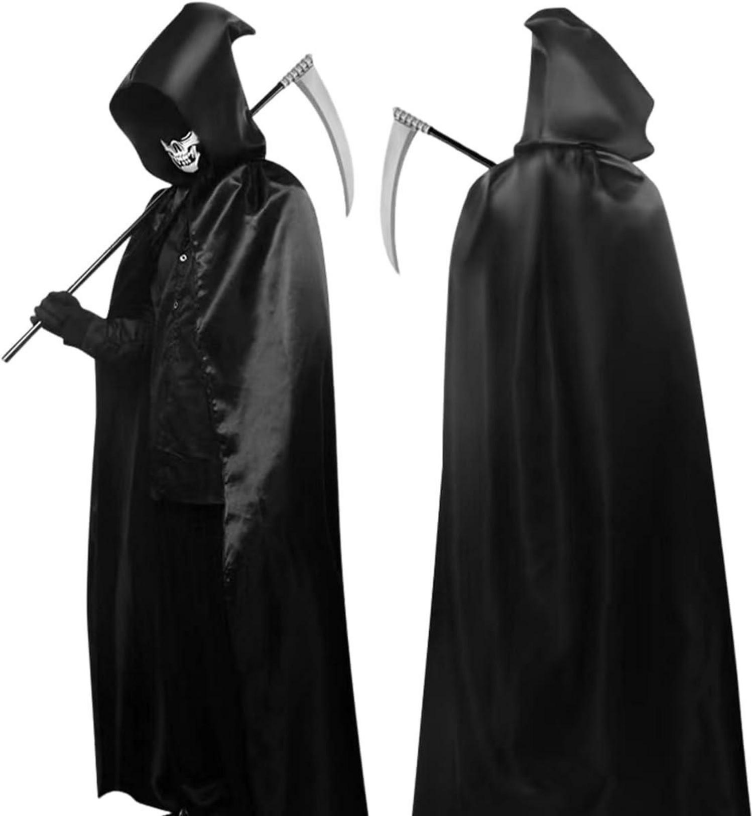 Sensenmann Kostüm Set Halloween Umhang Sense Maske Handschuhe