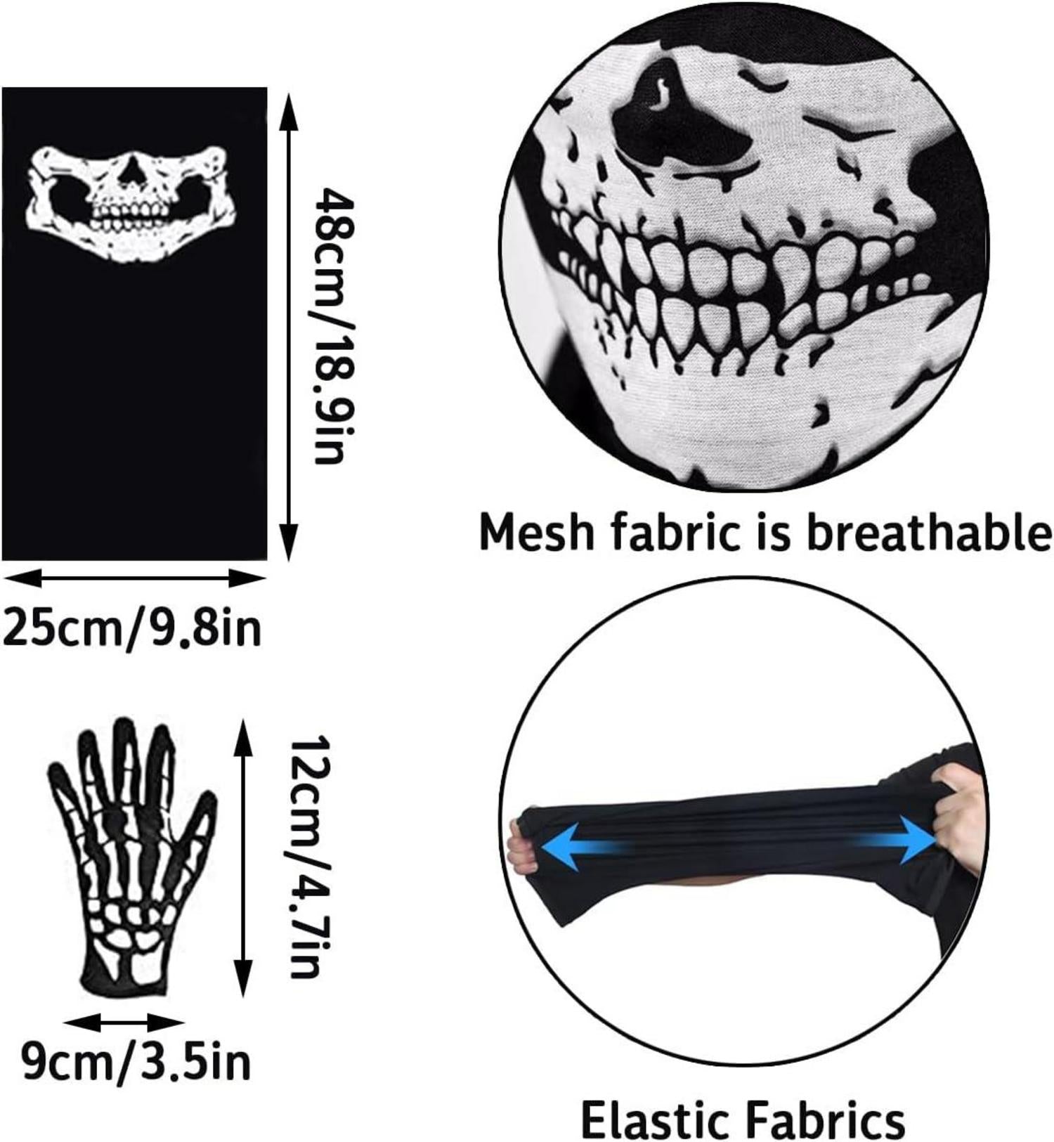 Halloween Sensenmann Kostüm Herren Set Umhang Sense Schädelmaske Handschuhe