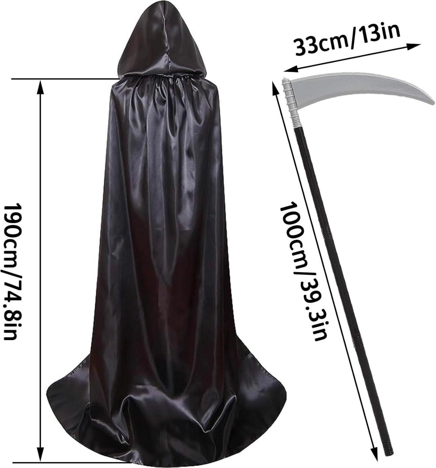 4er Sensenmann Kostüm Herren Set Halloween Gruselig 120/150/170/190CM