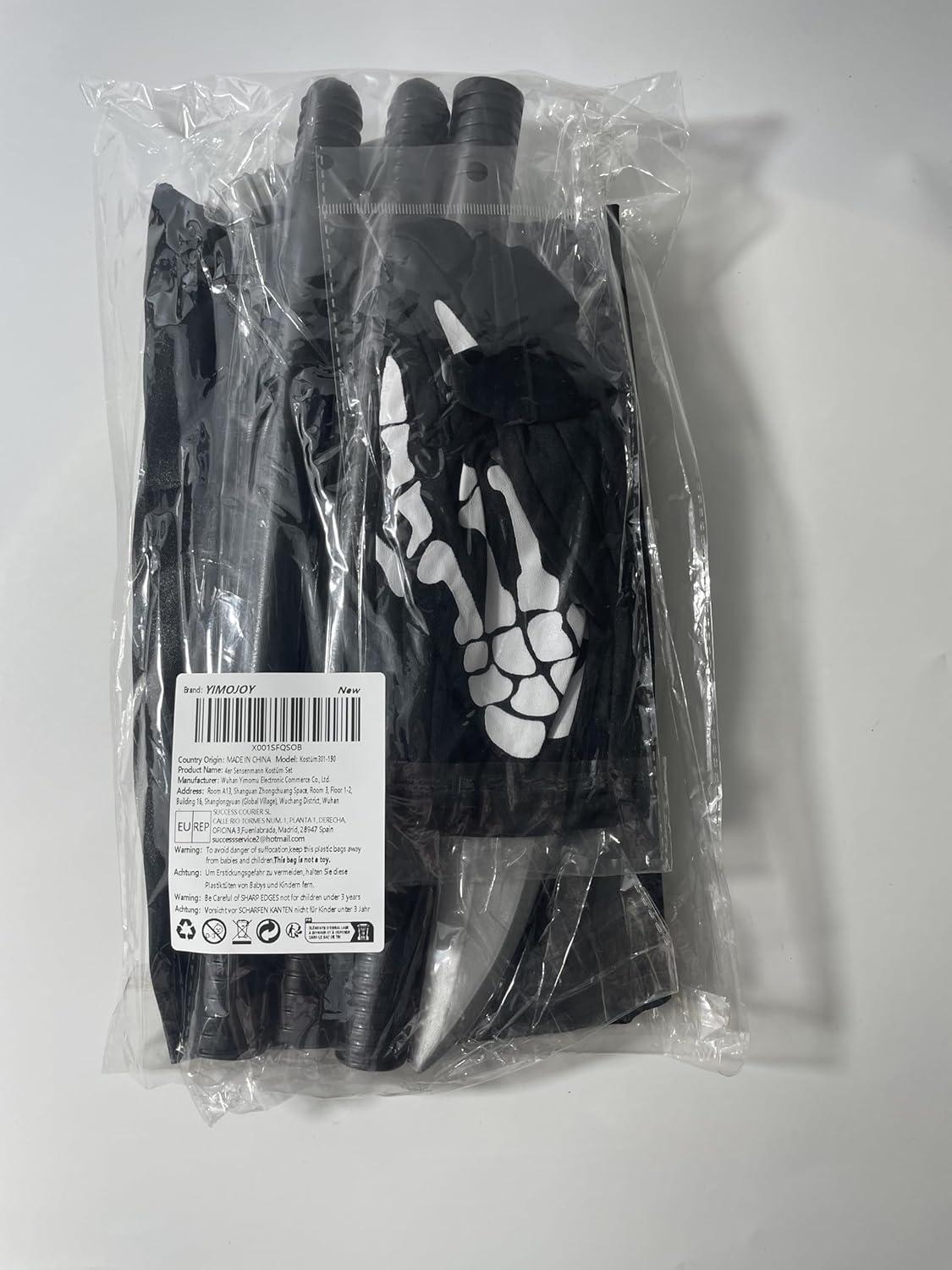 Sensenmann Kostüm Herren Set Halloween Gruselig 4er 120-190CM Unisex Erwachsene