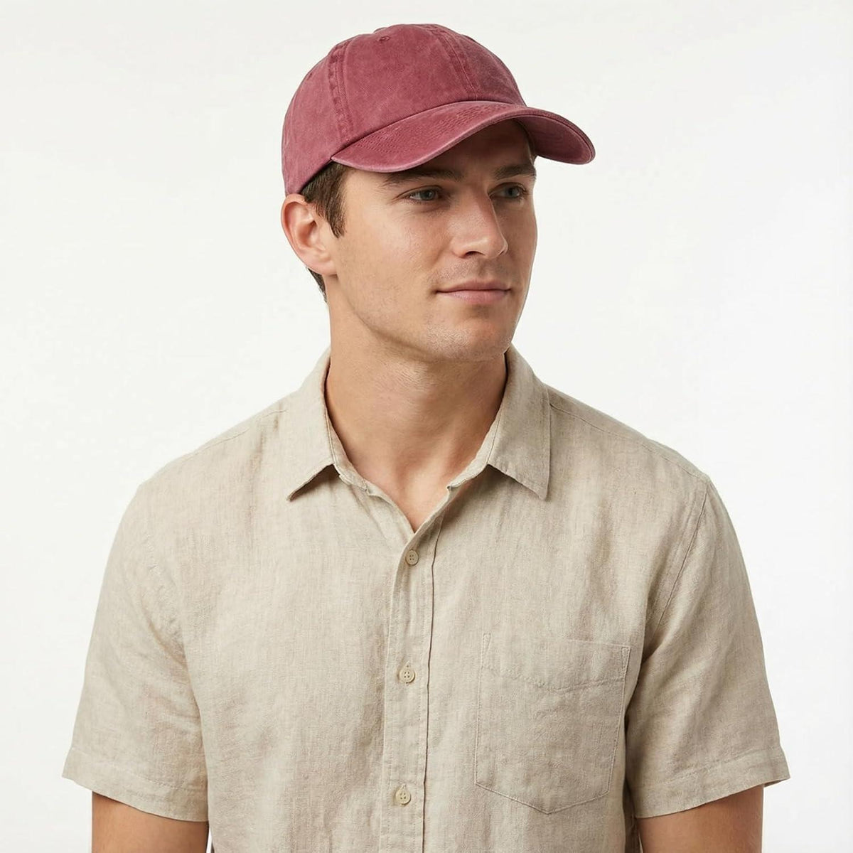 Vintage Baseball Cap Herren Damen Washed Cotton Kappe Verstellbar Weinrot