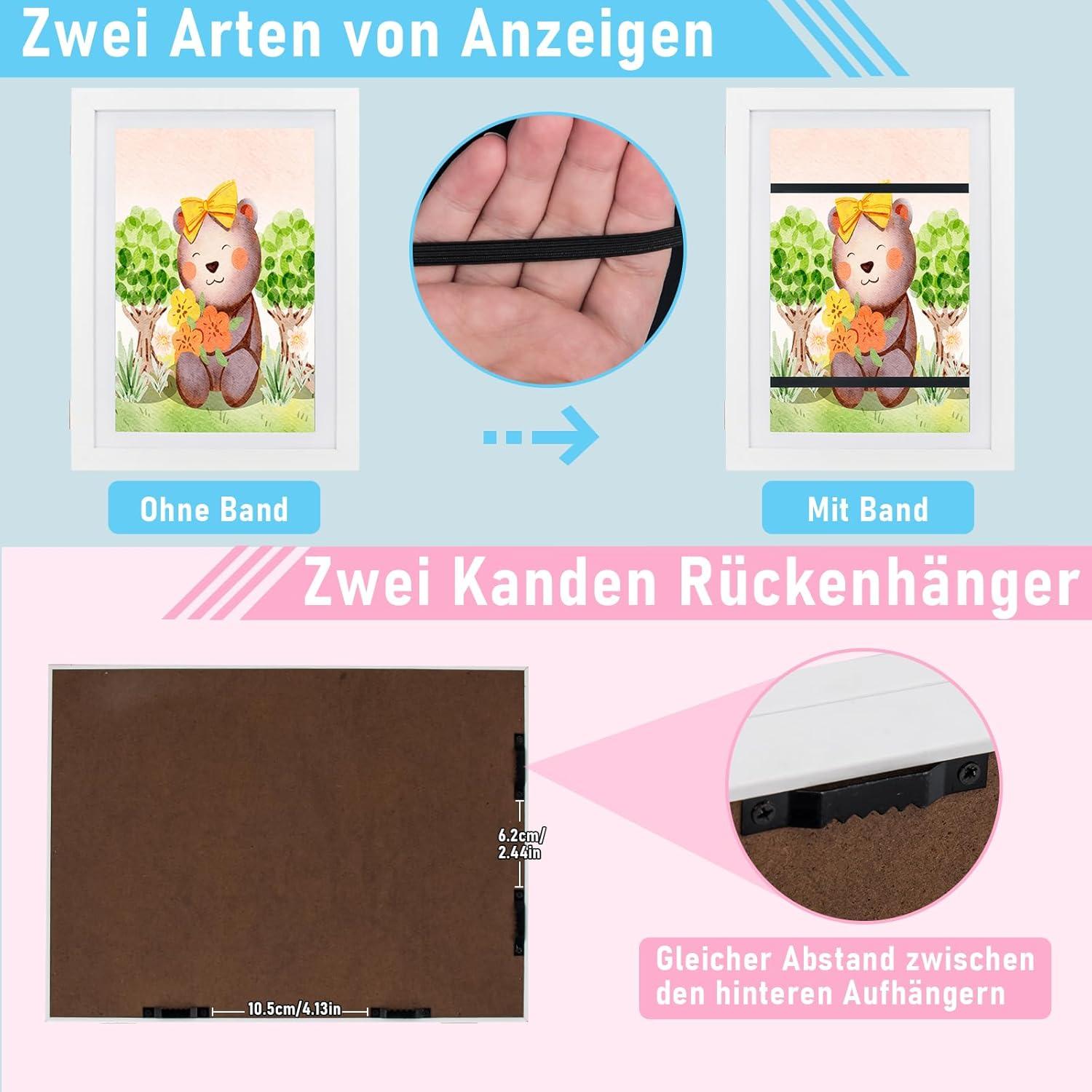 Kinder Kunstrahmen A4 Weiß Wechselrahmen Aufklappbar Kinderbilder (1