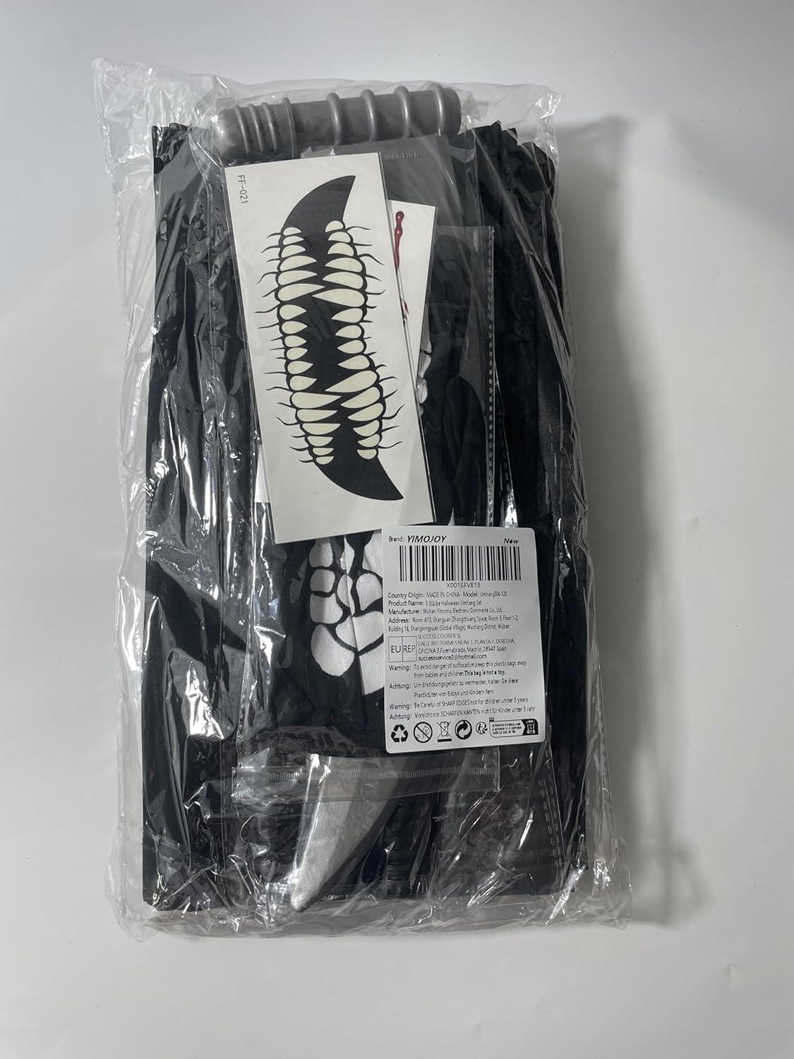 YIMOJOY Halloween Umhang Schwarz Kinder Set 120CM-190CM Sensenmann Kostüm Scars Tattoos Vampire Cape Karneval