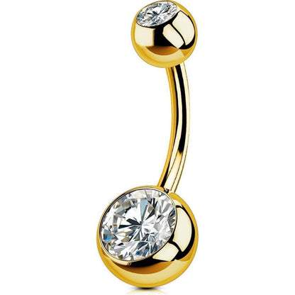 Bauchnabelpiercing Titan Gold 10mm mit CZ Kugeln