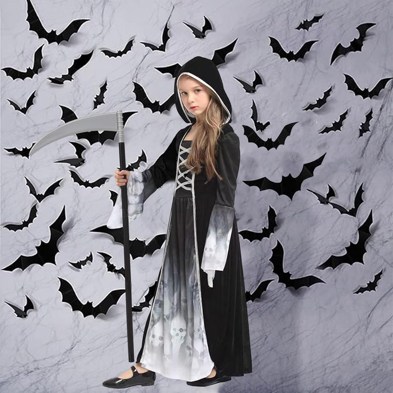 Halloween Kostüm Sensenmann Mädchen XL Schwarz Ghost Princess