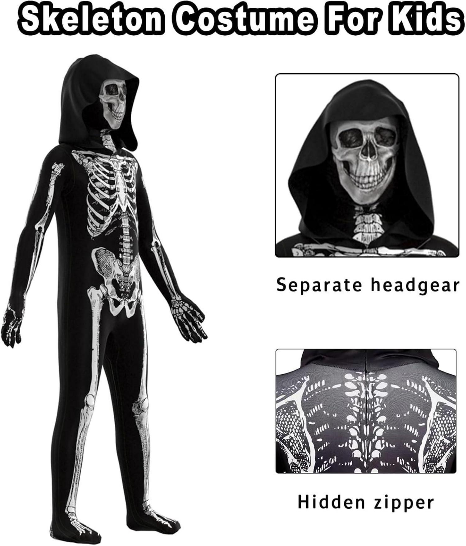 YIMOJOY Skelett Kostüm Kinder Halloween Grim Reaper Unisex